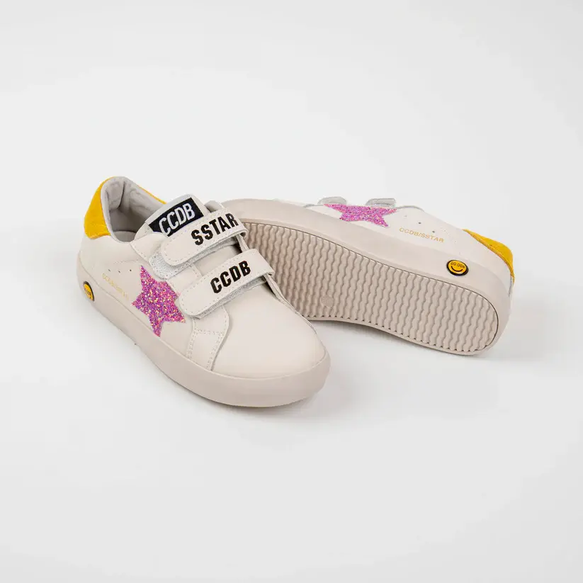 Pink-PINK GLITTER STAR YELLOW BACK STICKER2.webp