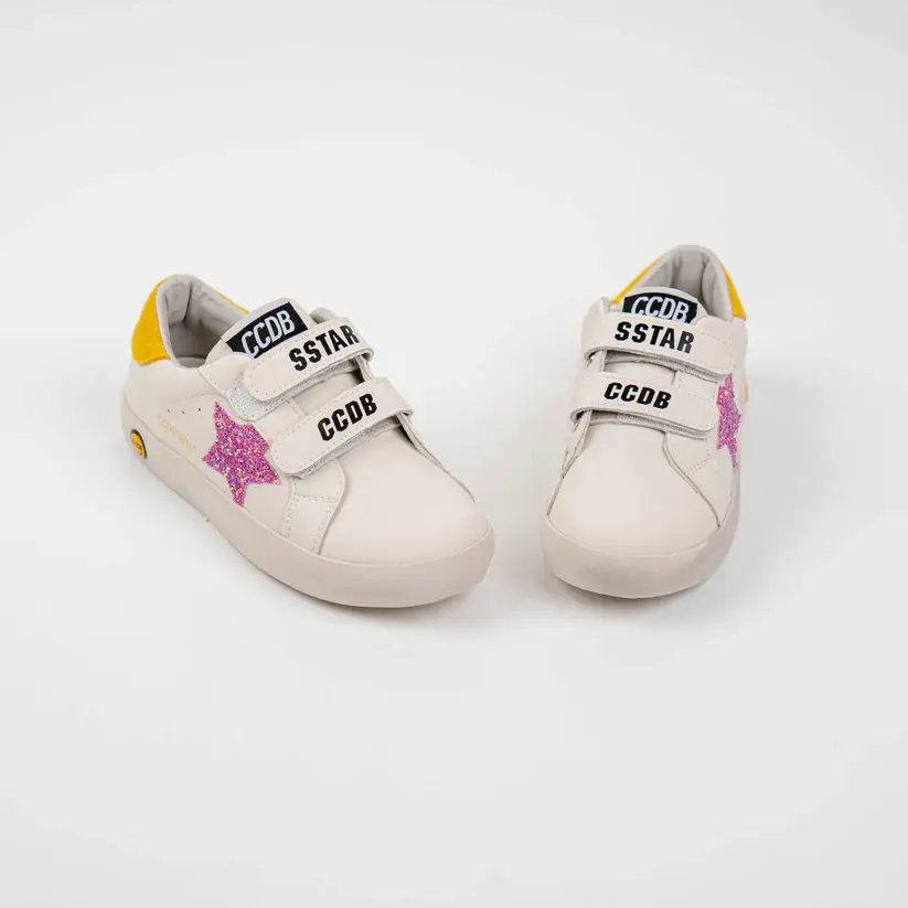 Pink-PINK GLITTER STAR YELLOW BACK STICKER1.webp