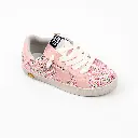 SHINY PINK GLITTER OFWHITE LACE
