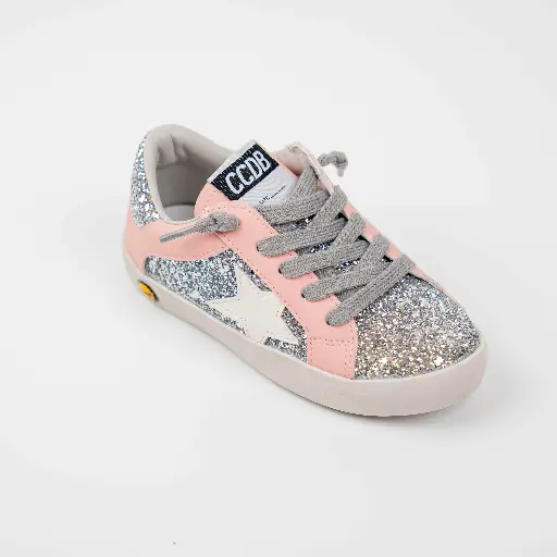 WHITE STAR GLITTER PINK SIDE THREAD